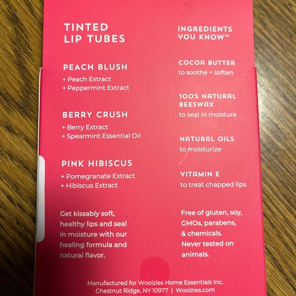 NWOT KissyLips Tinted Lip Tubes Set - Peach, Berry, Pink - Picture 3 of 3